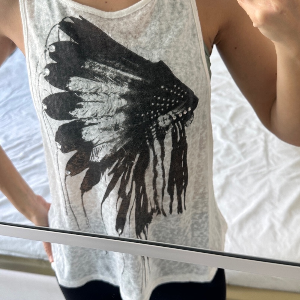 Wilster Women's White War Bonnet Print Tank Top
